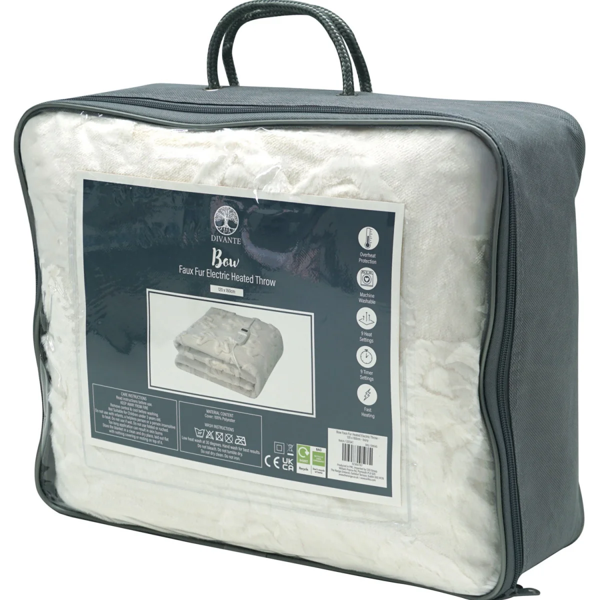 Bow Faux Fur Heated Electric Throw - White – image 6