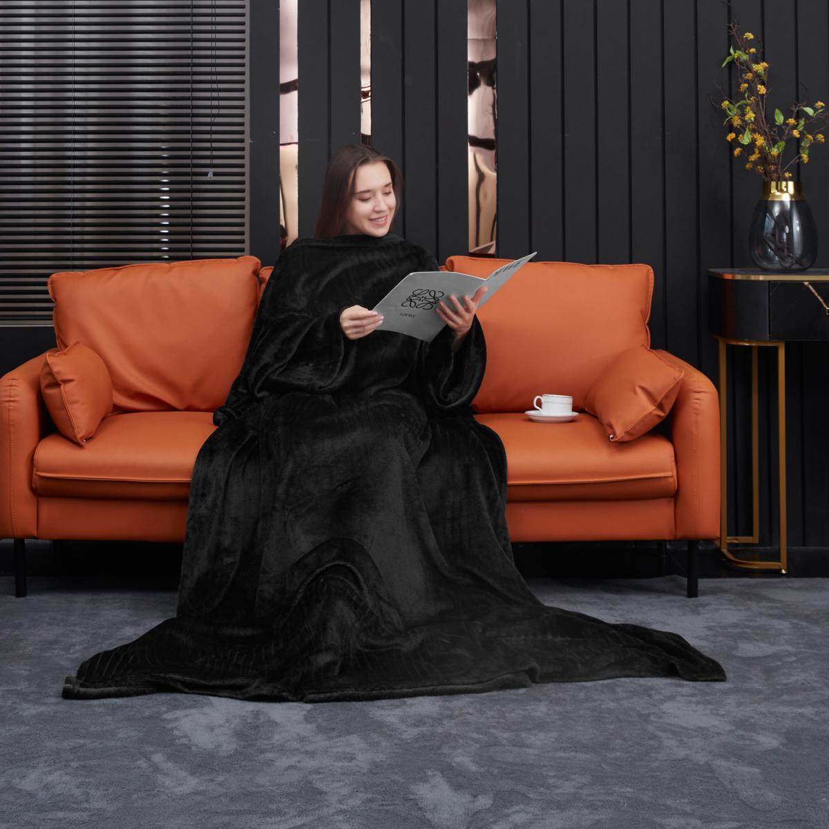 Wearable Super Soft Lounge Blanket - Black – image 2