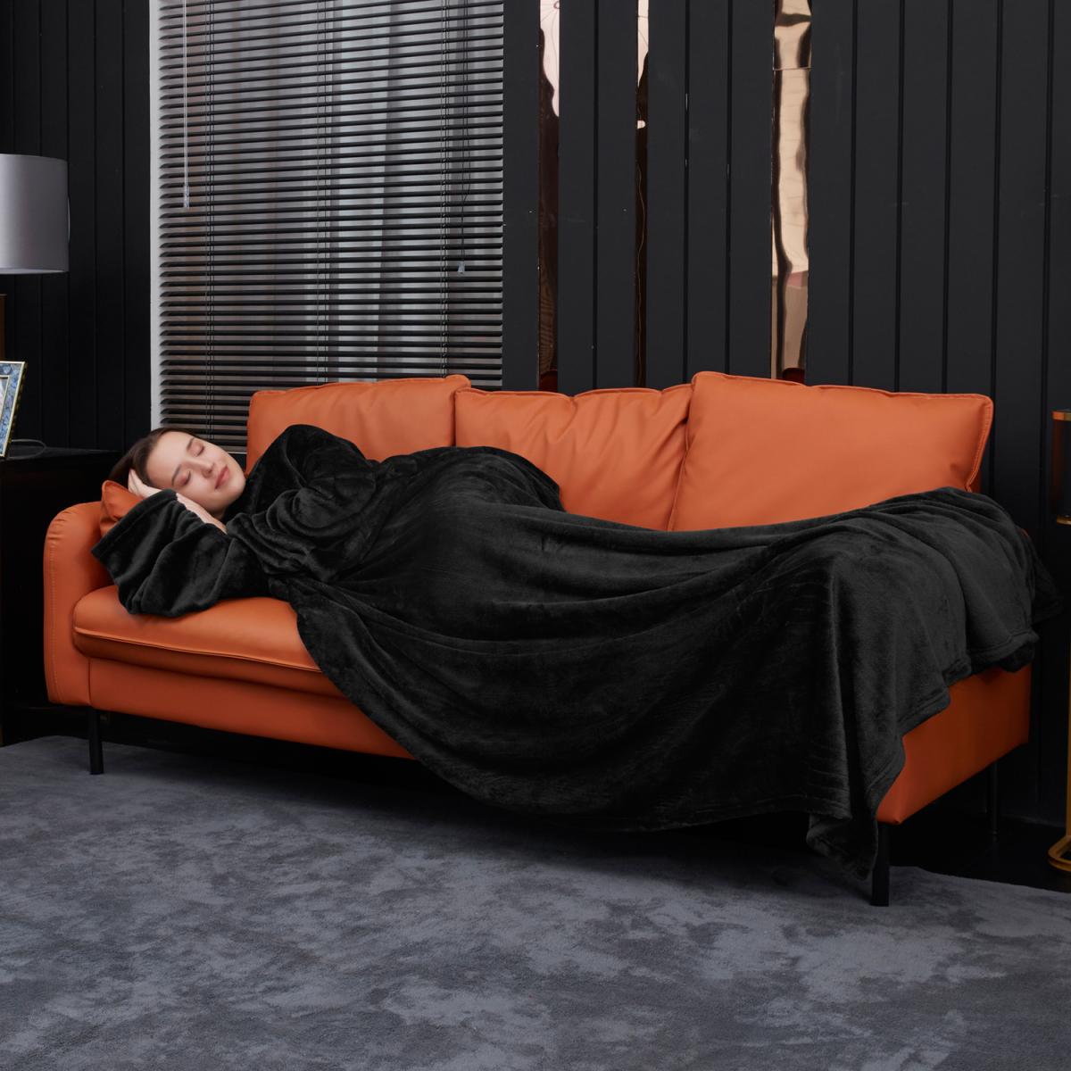 Wearable Super Soft Lounge Blanket - Black – image 3