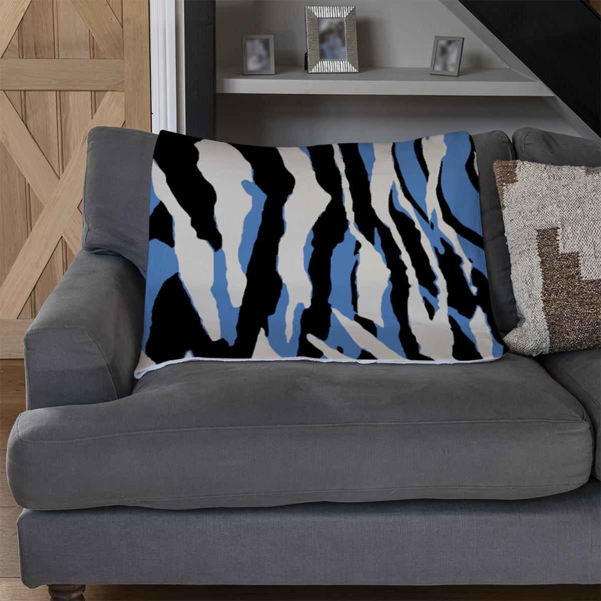Abstract Zebra Skin Blanket - Blue – image 3