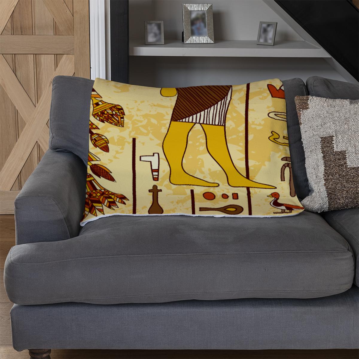 Egyptian Drawings Blanket - Yellow – image 4