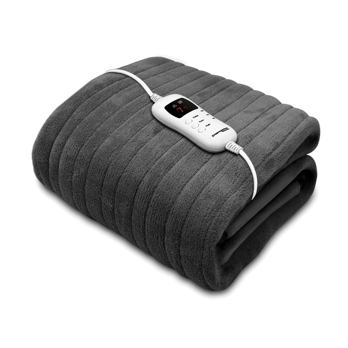 Small Single Heated Electric Throw Soft Fleece Blanket - Dark Grey