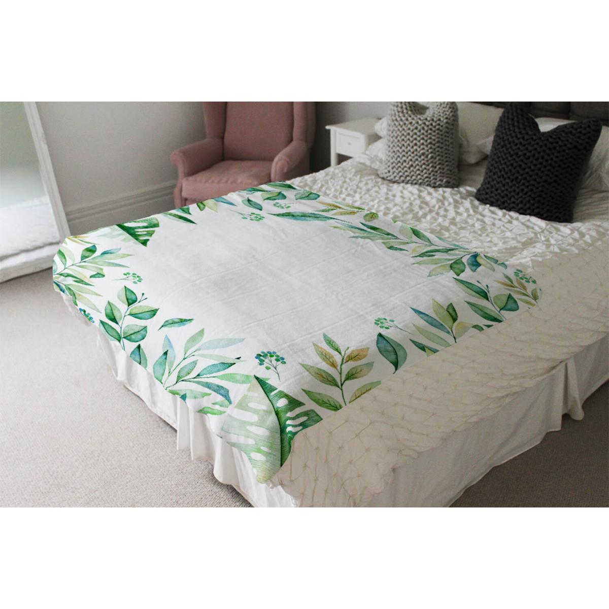 Light Botanical Leaves Blanket - Green – image 2