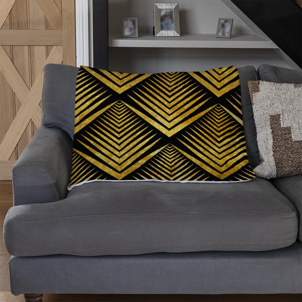 Golden Geometric Flower Pattern Blanket - Gold – image 3