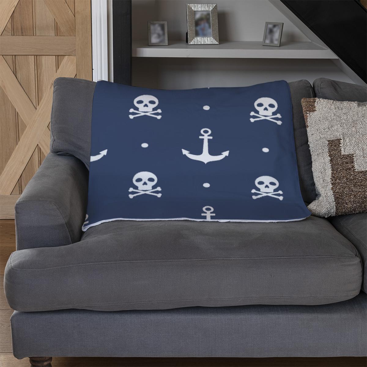 Anchor With Skull Bones Blanket - Blue – image 3
