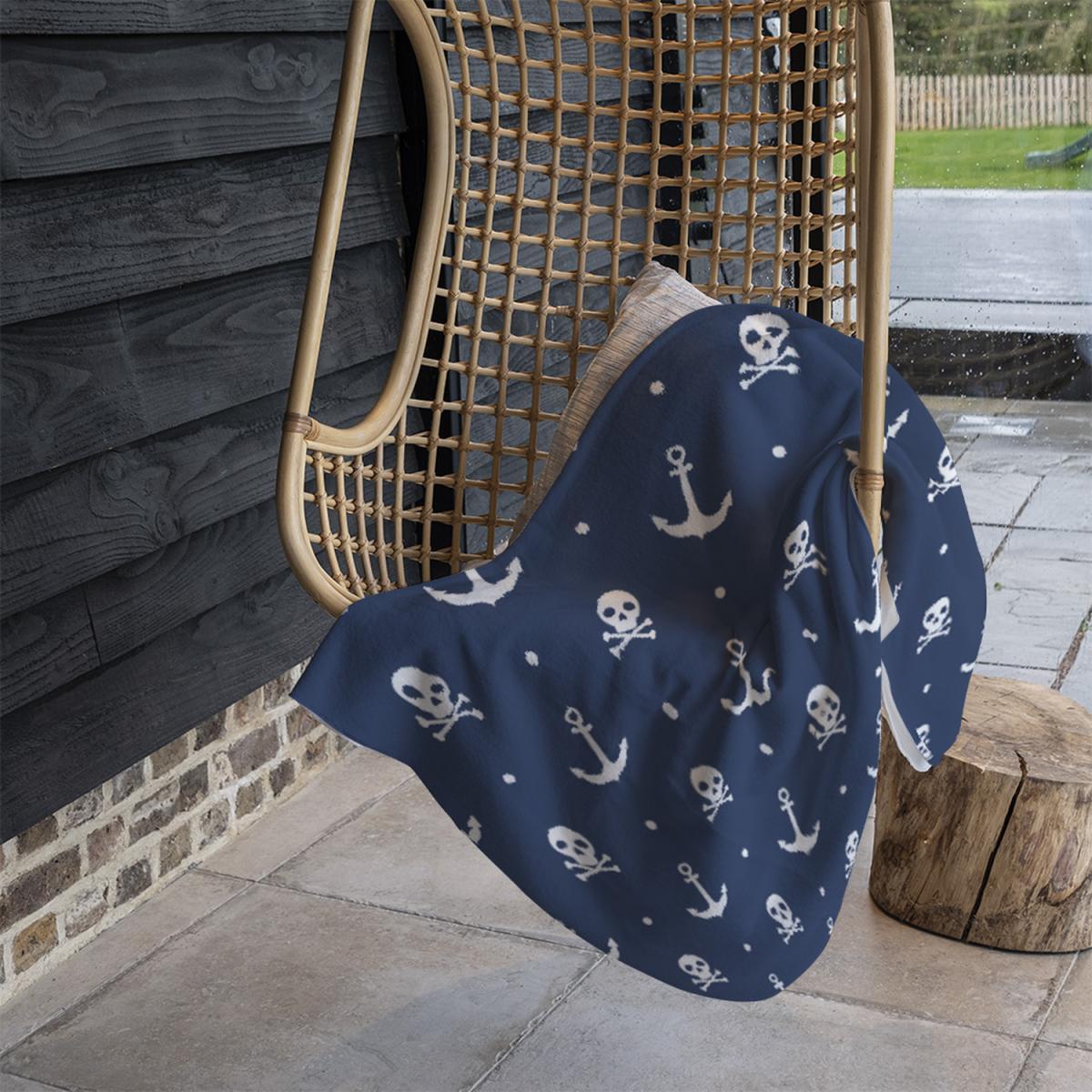 Anchor With Skull Bones Blanket - Blue – image 1