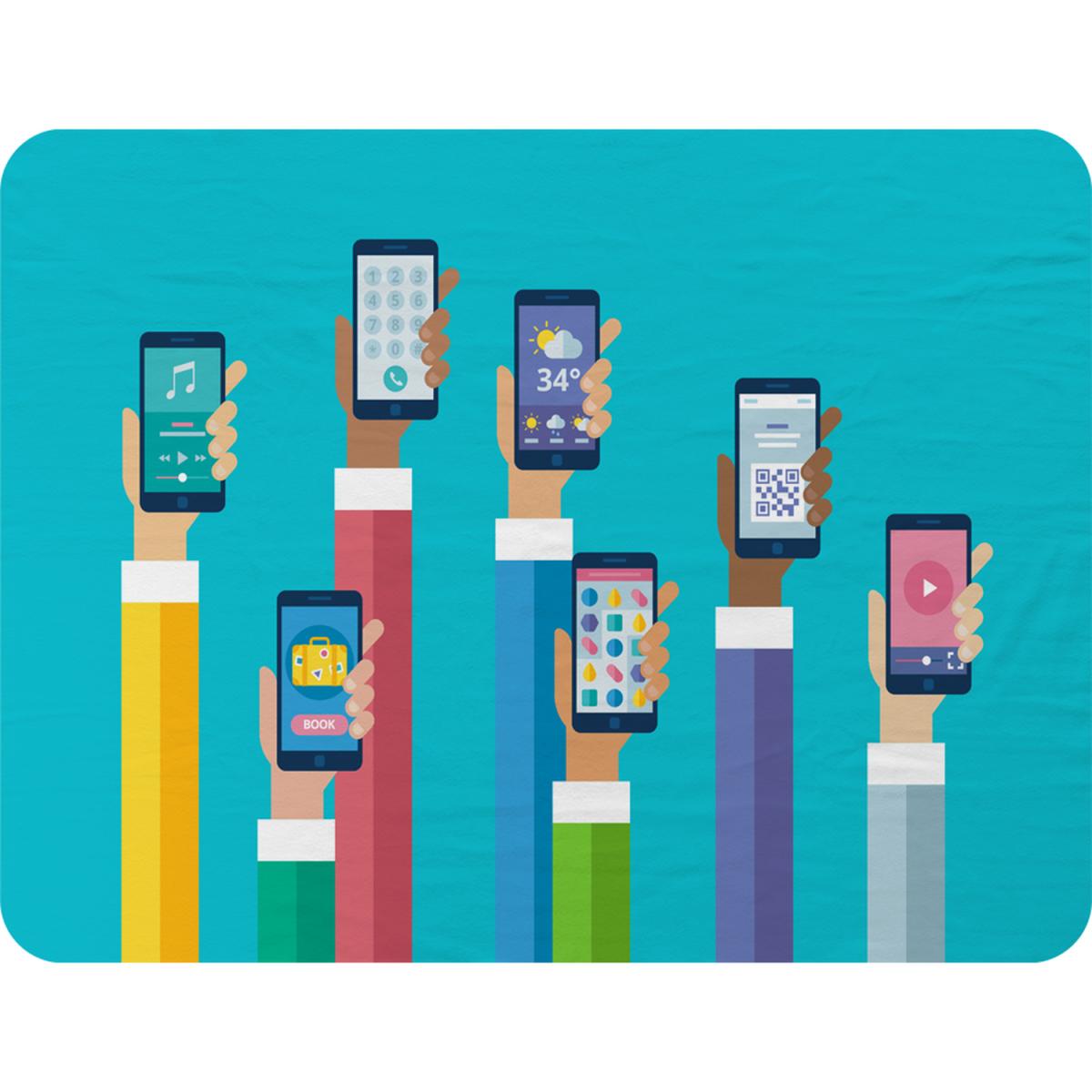 Hands Holding Smart Phones Blanket - Blue – image 2