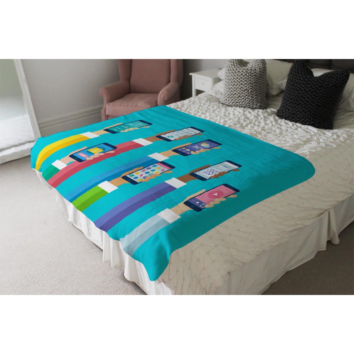 Hands Holding Smart Phones Blanket - Blue – image 4
