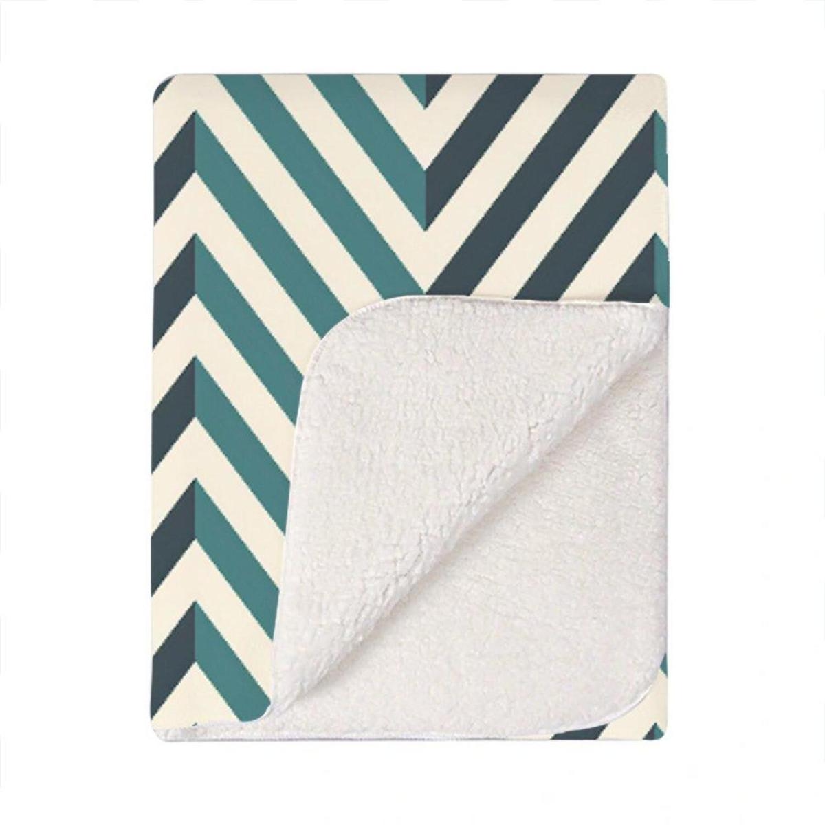 Geometric Herringbone Chevron Blues Blanket - Green – image 2