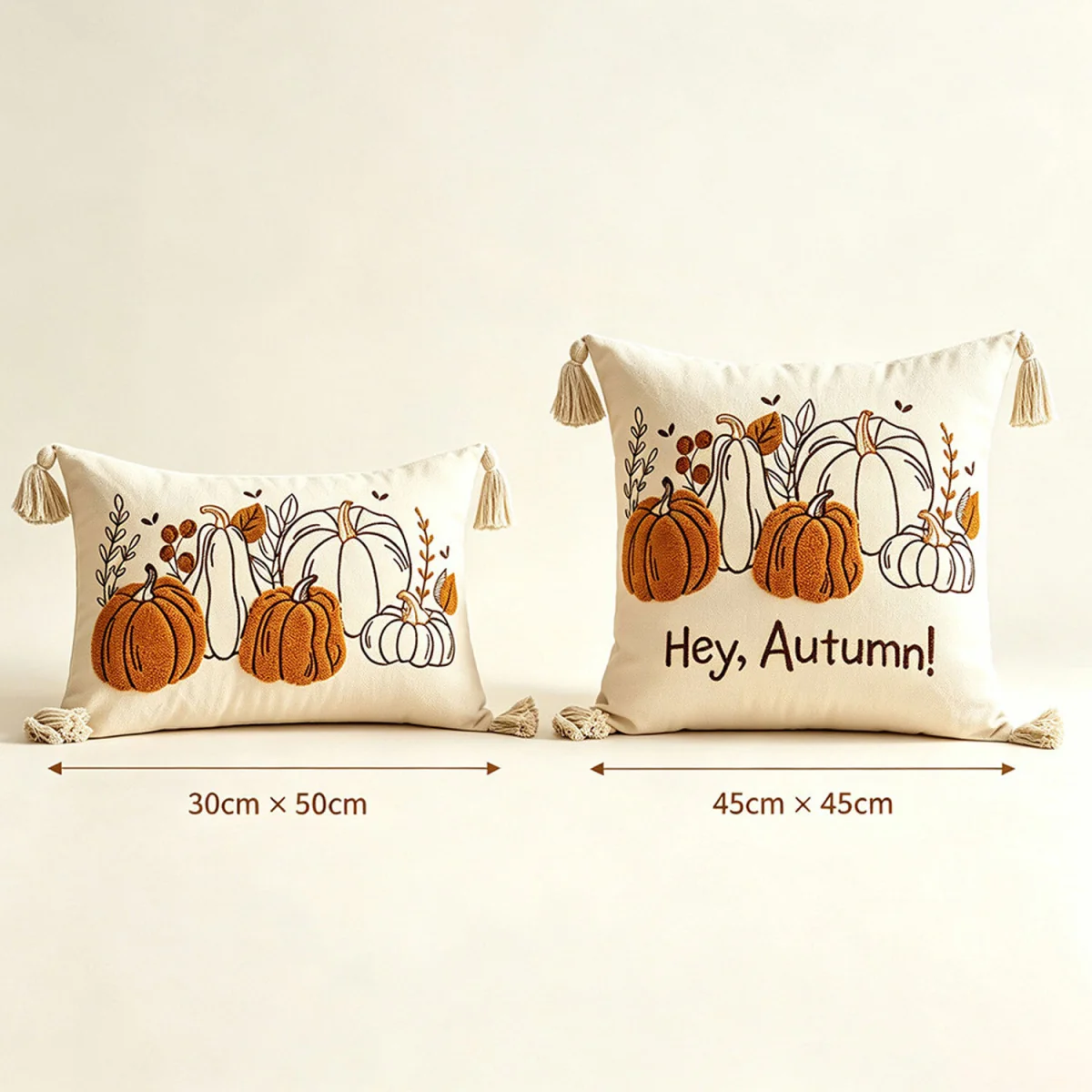 Autumn Pumpkin Throw Pillow Covers - Neutral – image 4