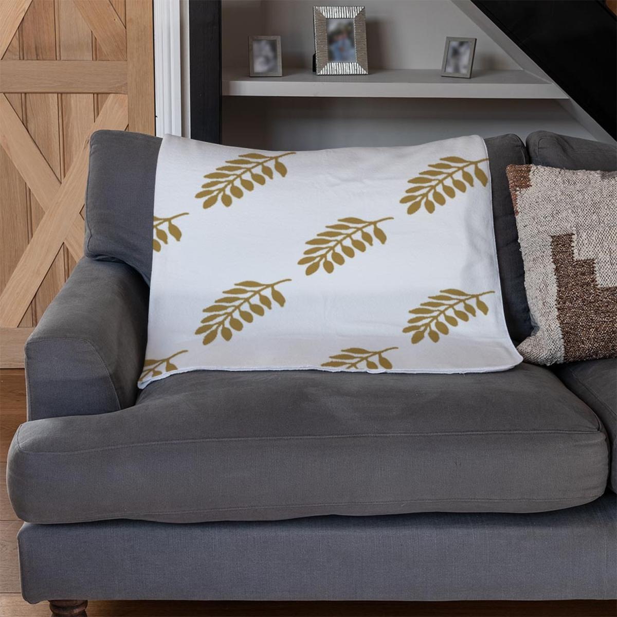 Gold Leaf Pattern Blanket - Gold – image 3