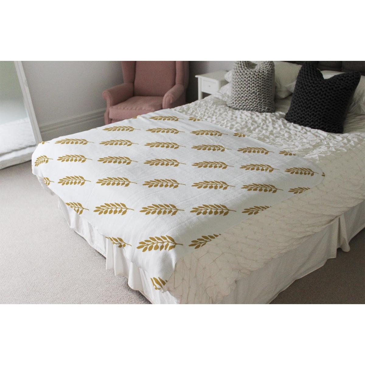 Gold Leaf Pattern Blanket - Gold – image 4