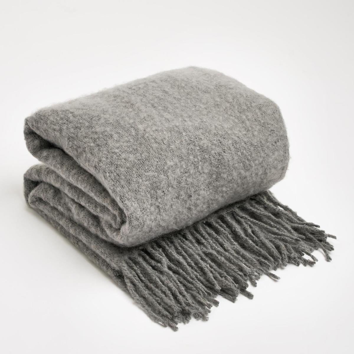 Highams Teased Wool Soft Knit Tassel Fleece Blanket Throw - Silver / 200cm – image 2