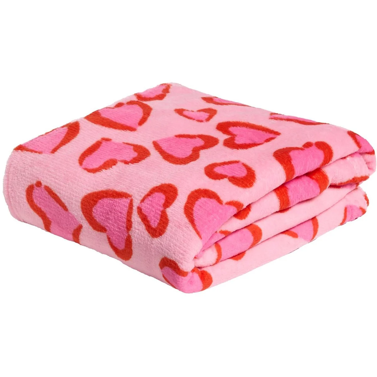 OHS Heart Leopard Print Fleece Throw - Pink/Red – image 4