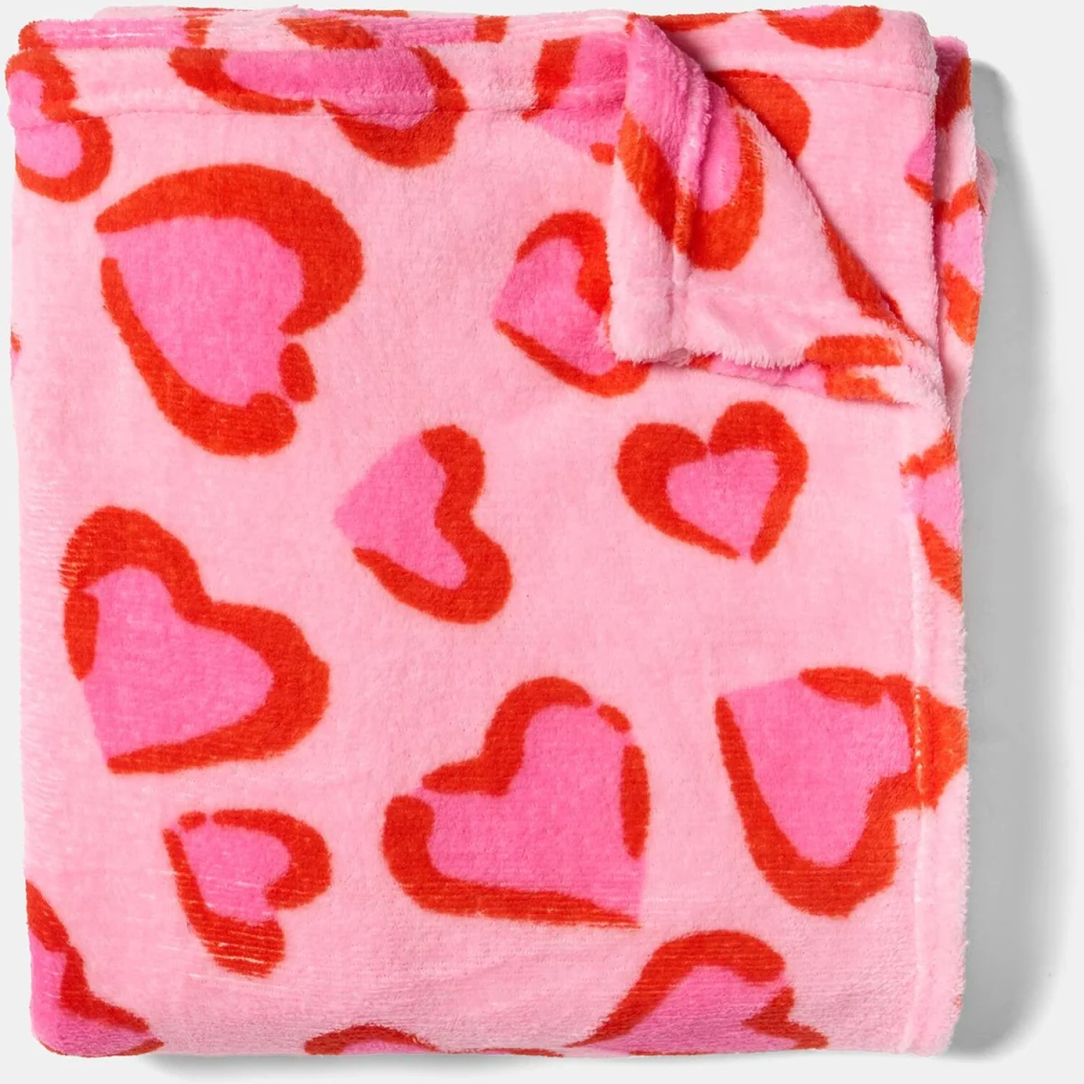 OHS Heart Leopard Print Fleece Throw - Pink/Red – image 5