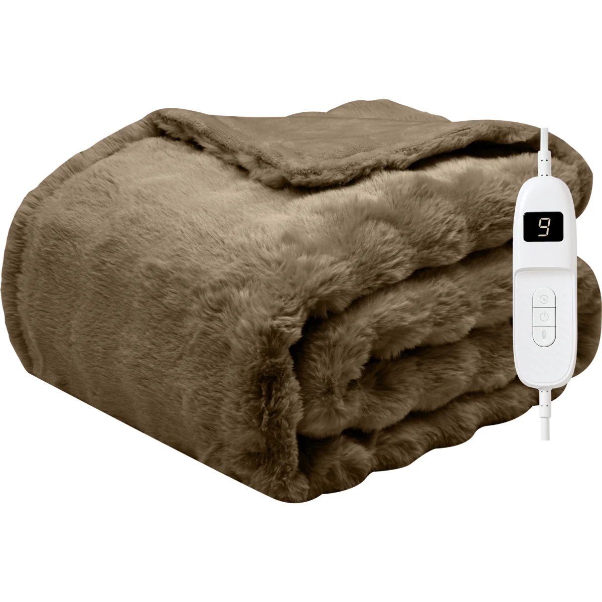 Electric Faux Fur Heated Throw - Mocha – image 4