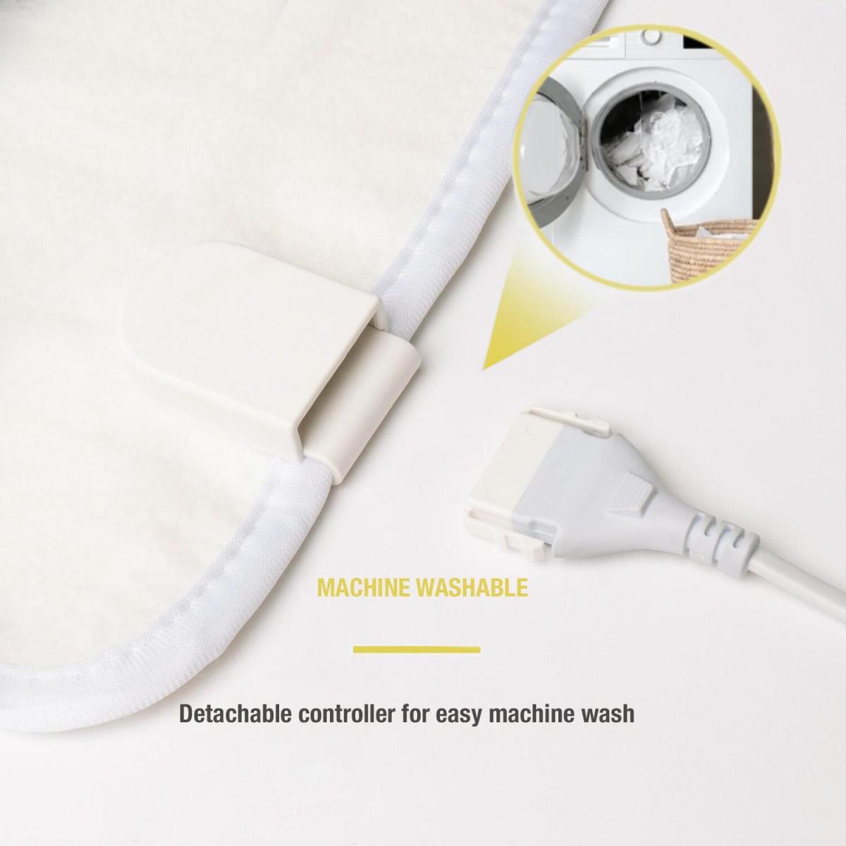 OHS Heated Electric Under Sheet Blanket Warm Fleece Winter White Topper - Double - White – image 3