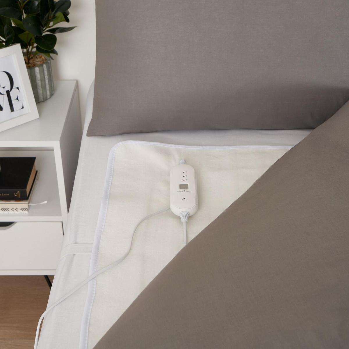 OHS Heated Electric Under Sheet Blanket Warm Fleece Winter White Topper - Double - White – image 6