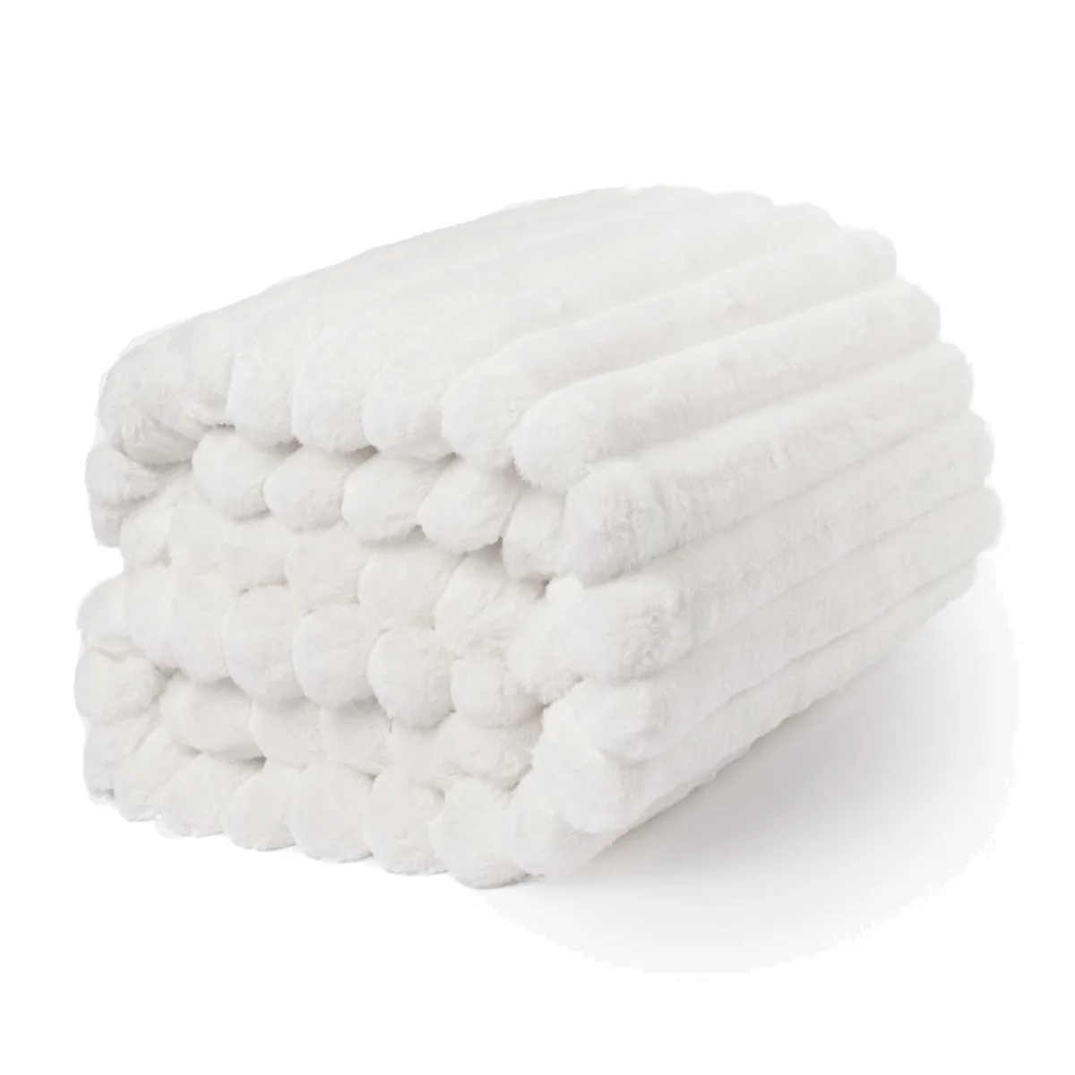 OHS Faux Fur Thick Ribbed Throw - White / 150cm / 1.5kg – image 1