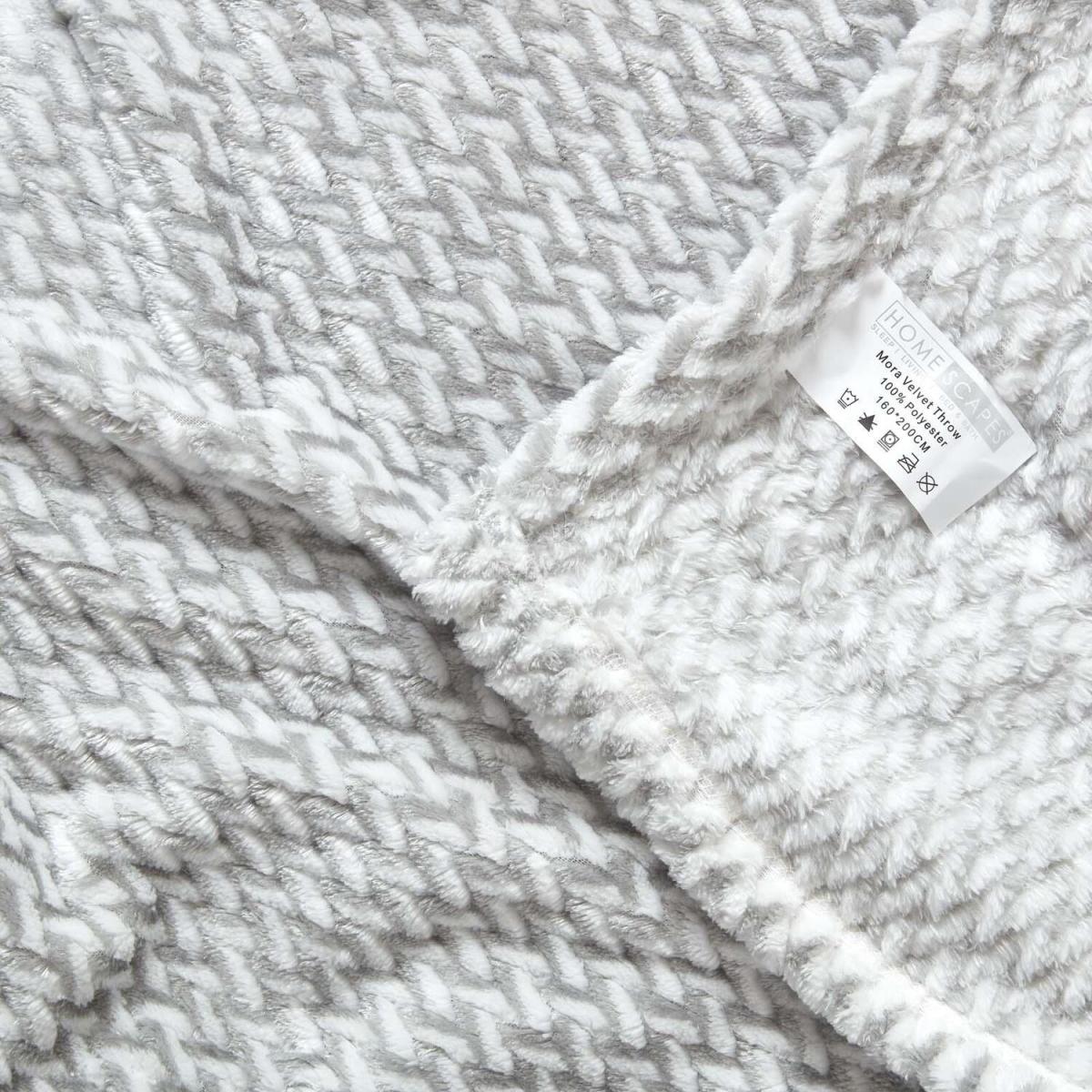 Homescapes Mora Faux Fur Velvet Throw - Grey / 200cm – image 2