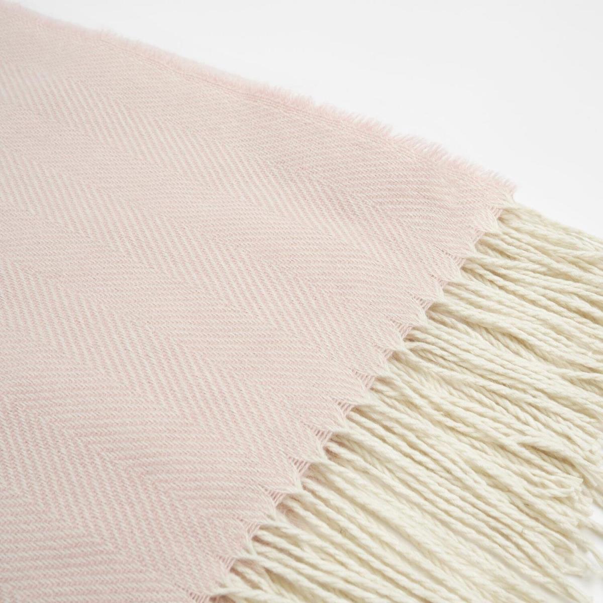 Highams Herringbone Chevron Tassel Knit Soft Throw - Pink – image 3