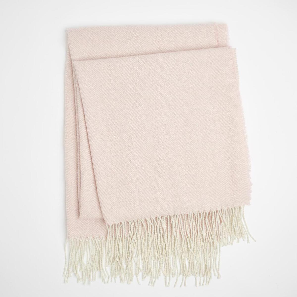 Highams Herringbone Chevron Tassel Knit Soft Throw - Pink – image 5