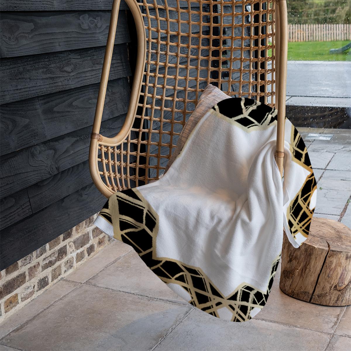 Art Deco Star Border Blanket - Gold – image 1