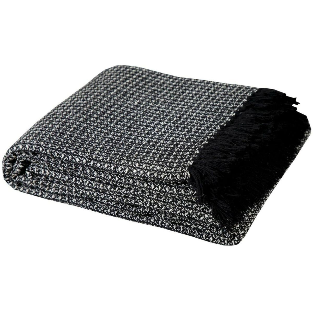Cotton Two Tone Honeycomb Sofa Throw - Dark Grey – image 3