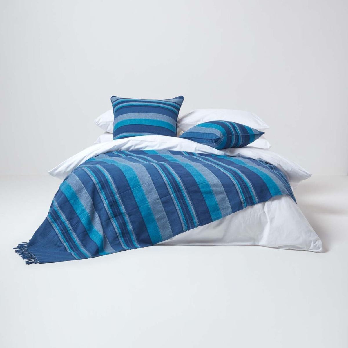Cotton Morocco Striped Blue Throw - Blue / Large – image 3