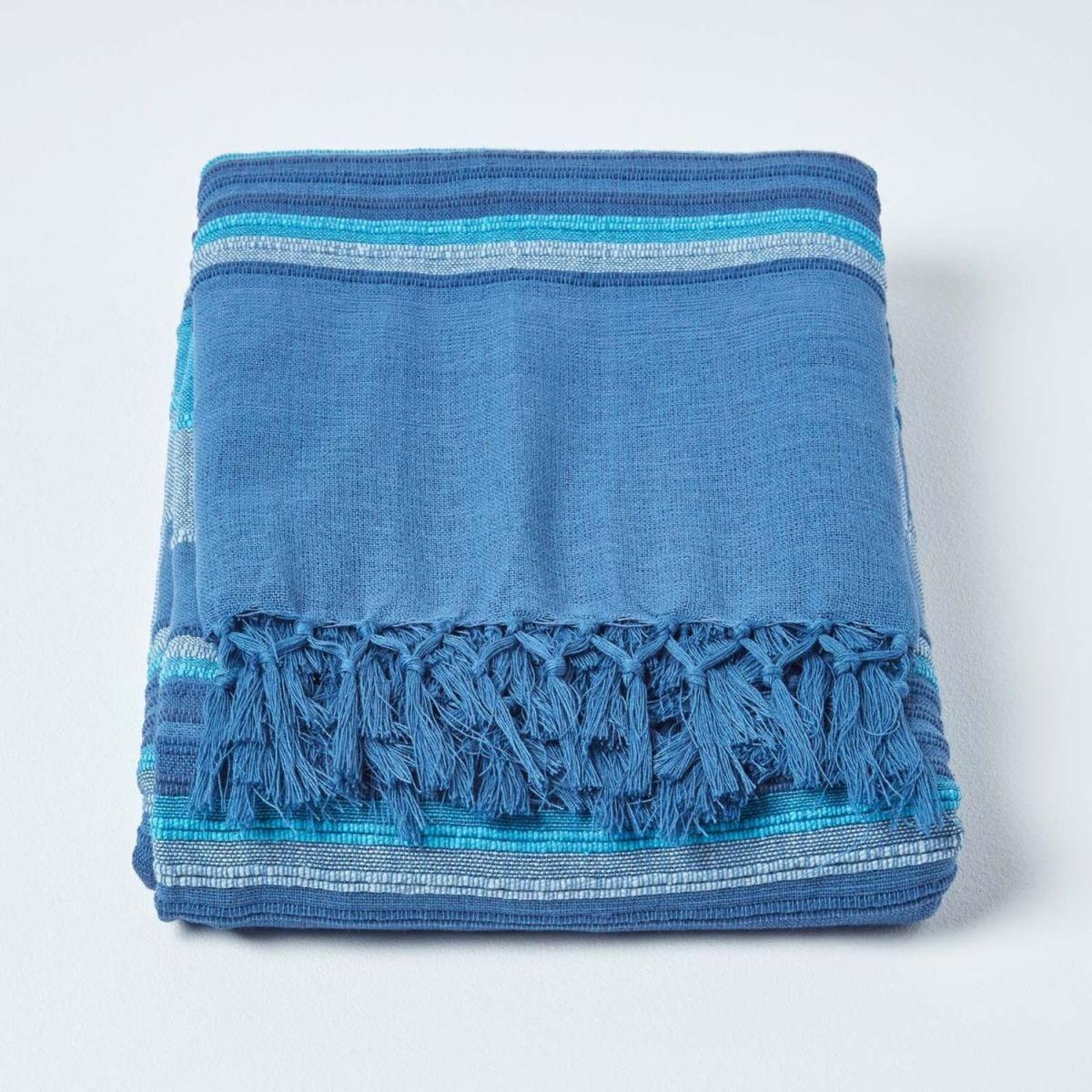 Cotton Morocco Striped Blue Throw - Blue / Large – image 4