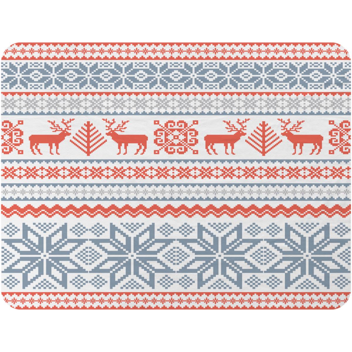 Christmas Background With Deer Soft Blanket - Red – image 2