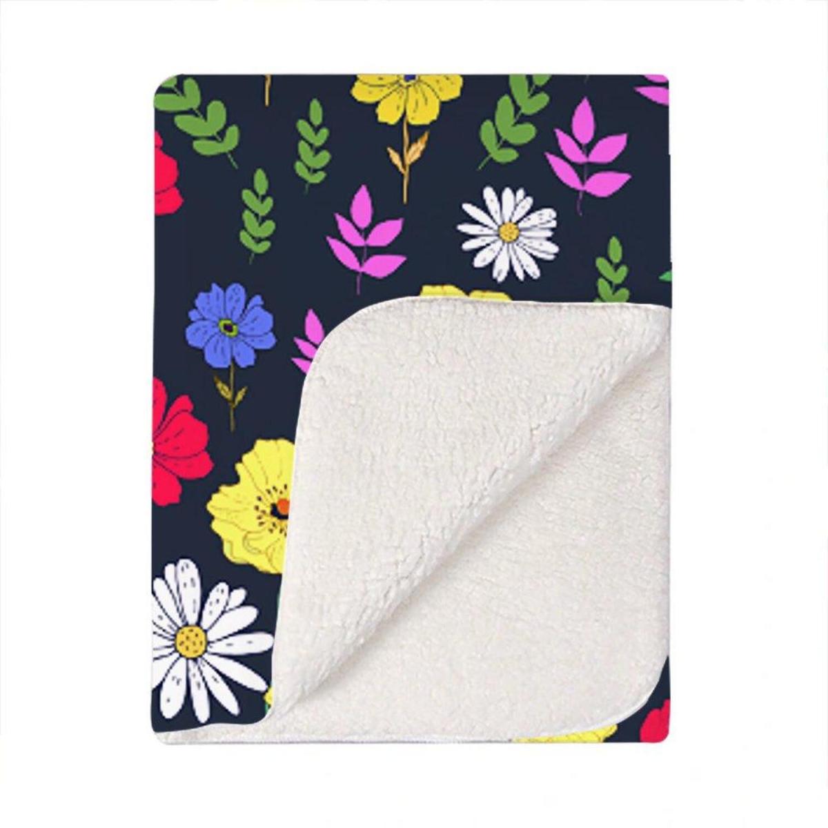 Multicoloured Flower Pattern Blanket - Red – image 2