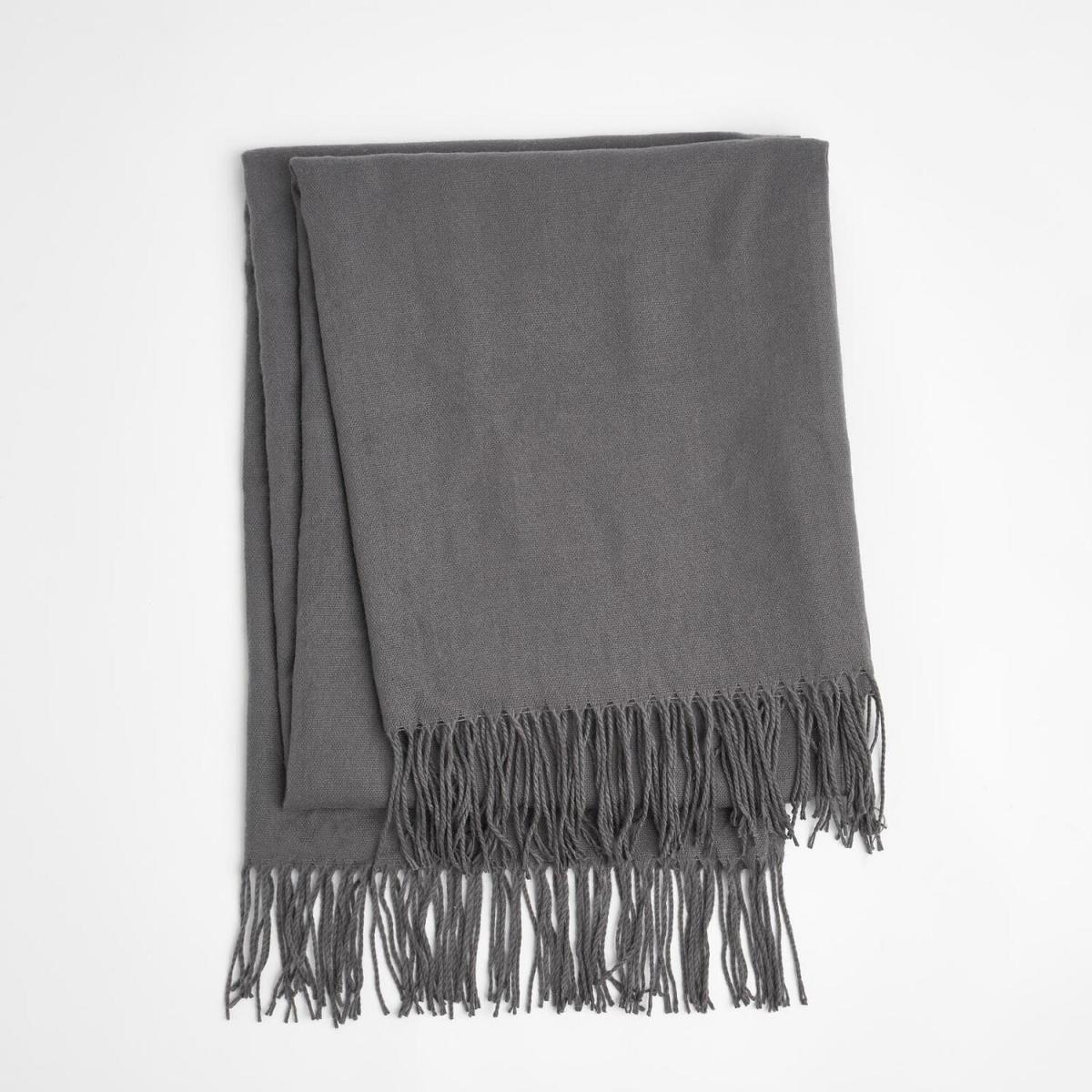 Highams Plain Soft Tassel Knit Fleece Throw Blanket - Grey – image 5