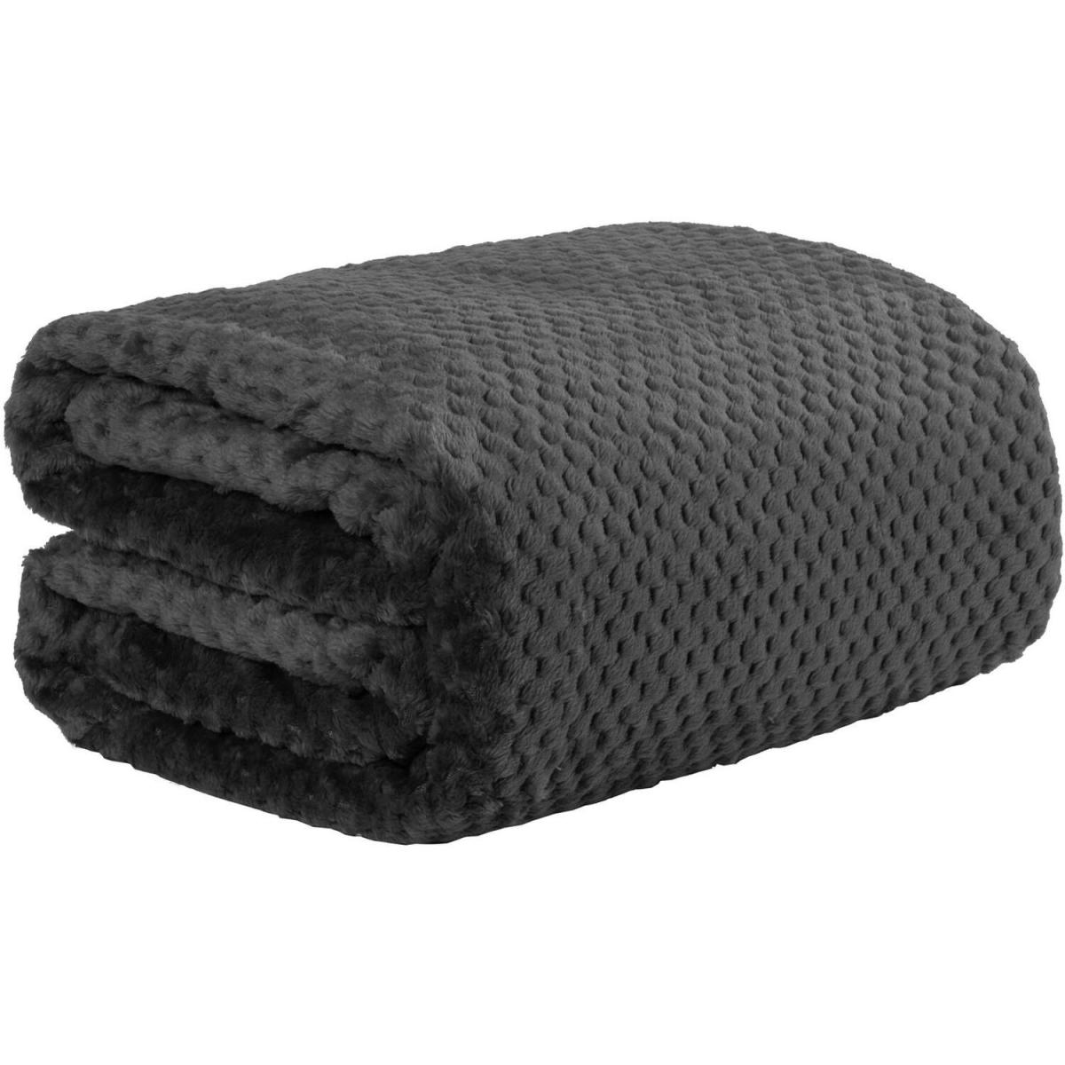 Luxury Large Waffle Honeycomb Mink Throw - Black / 200cm – image 2