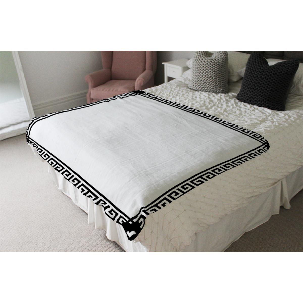 Greek Key Border Frame Blanket - Black – image 4