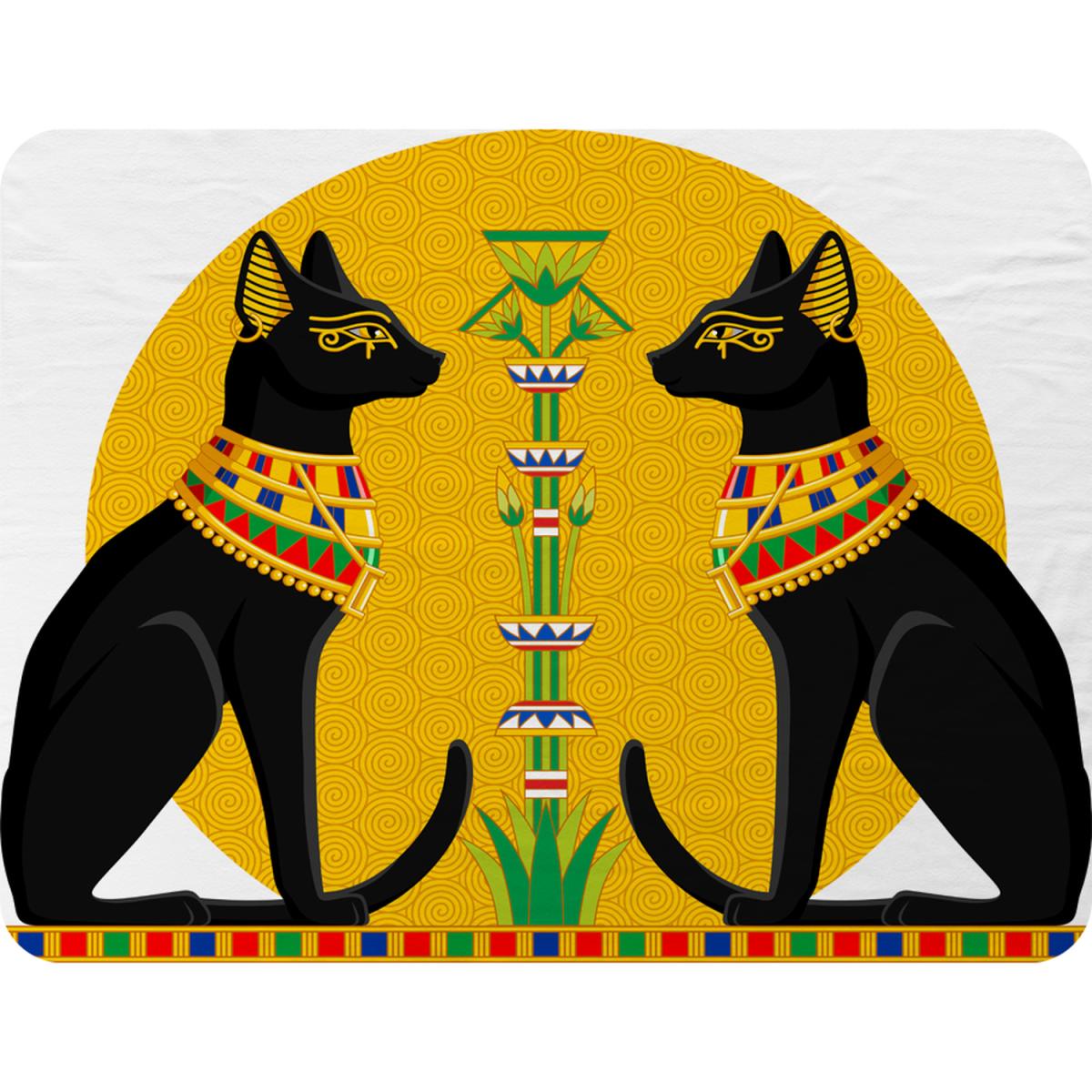 Illustration Of Black Egyptian Cats With Papyrus Blanket - Orange – image 2