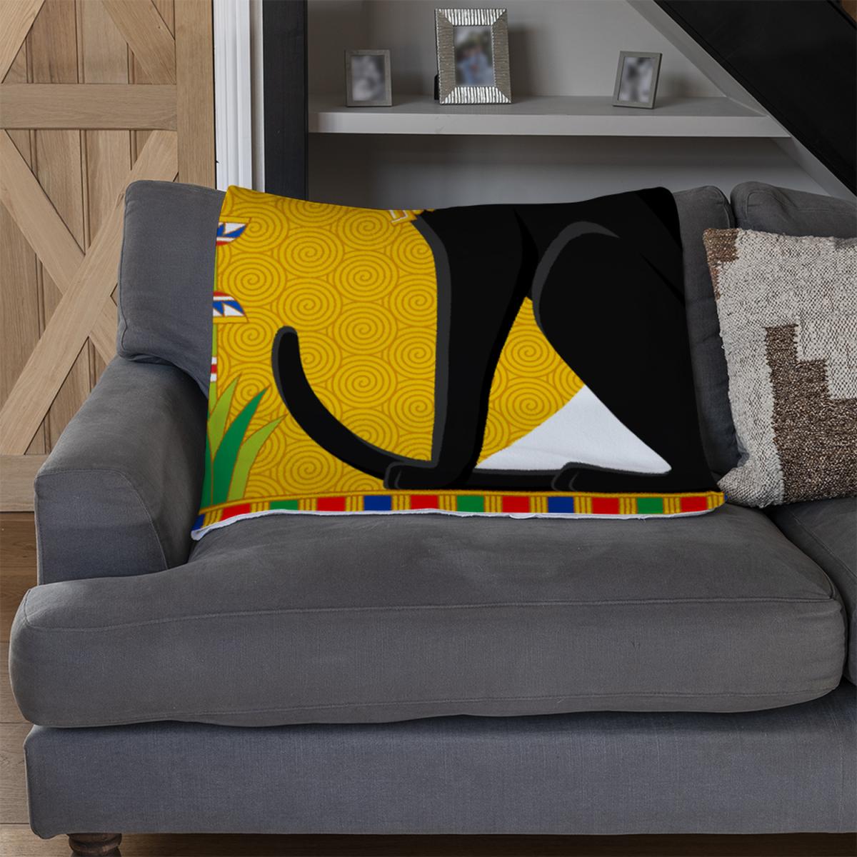 Illustration Of Black Egyptian Cats With Papyrus Blanket - Orange – image 3