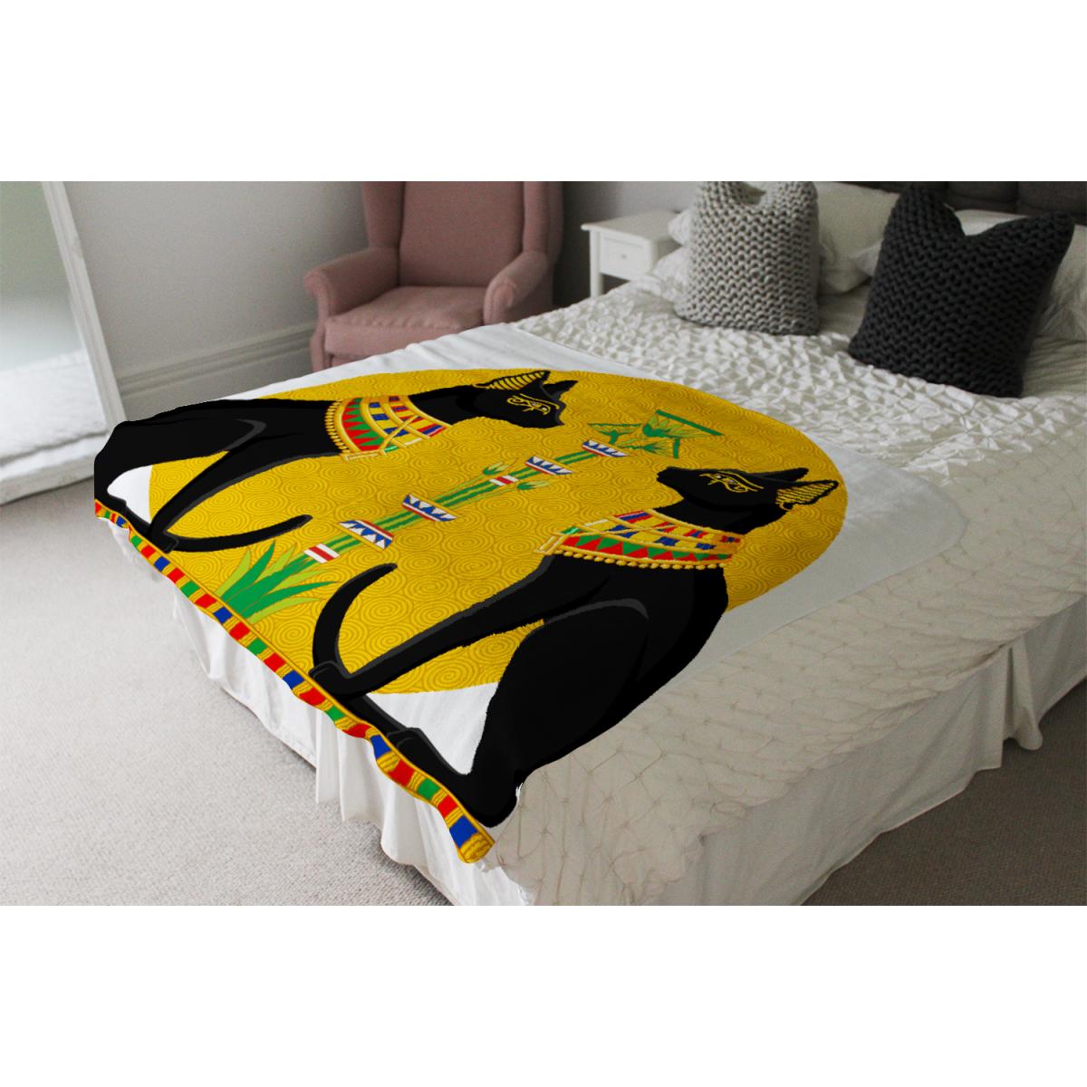 Illustration Of Black Egyptian Cats With Papyrus Blanket - Orange – image 4