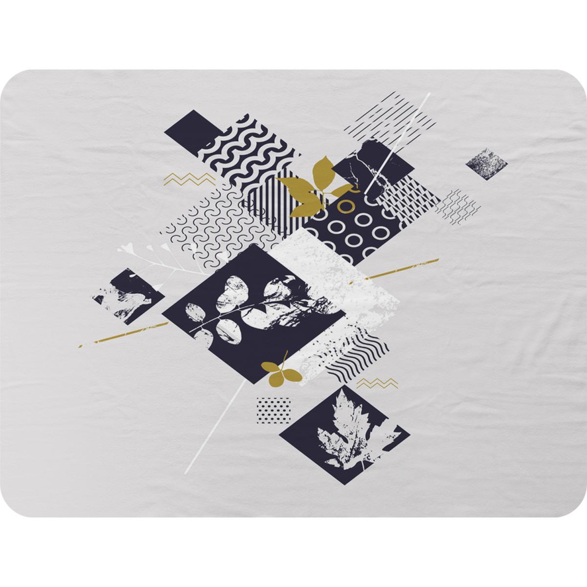 Geometric Squares Leaves Blanket - Blue – image 2