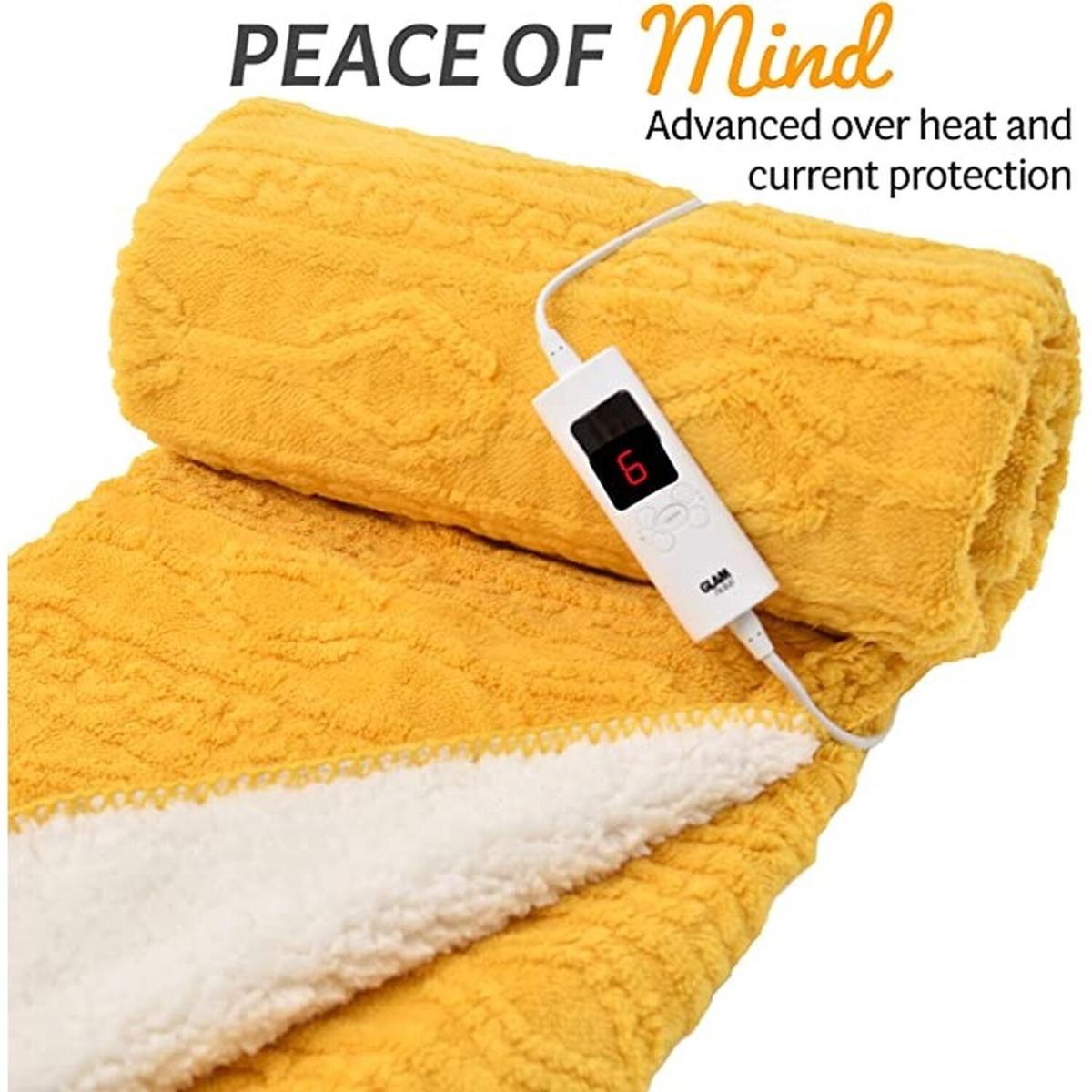 GlamHaus Heated Throw Electric Blanket - Luxurious and Soft Design - Yellow – image 7