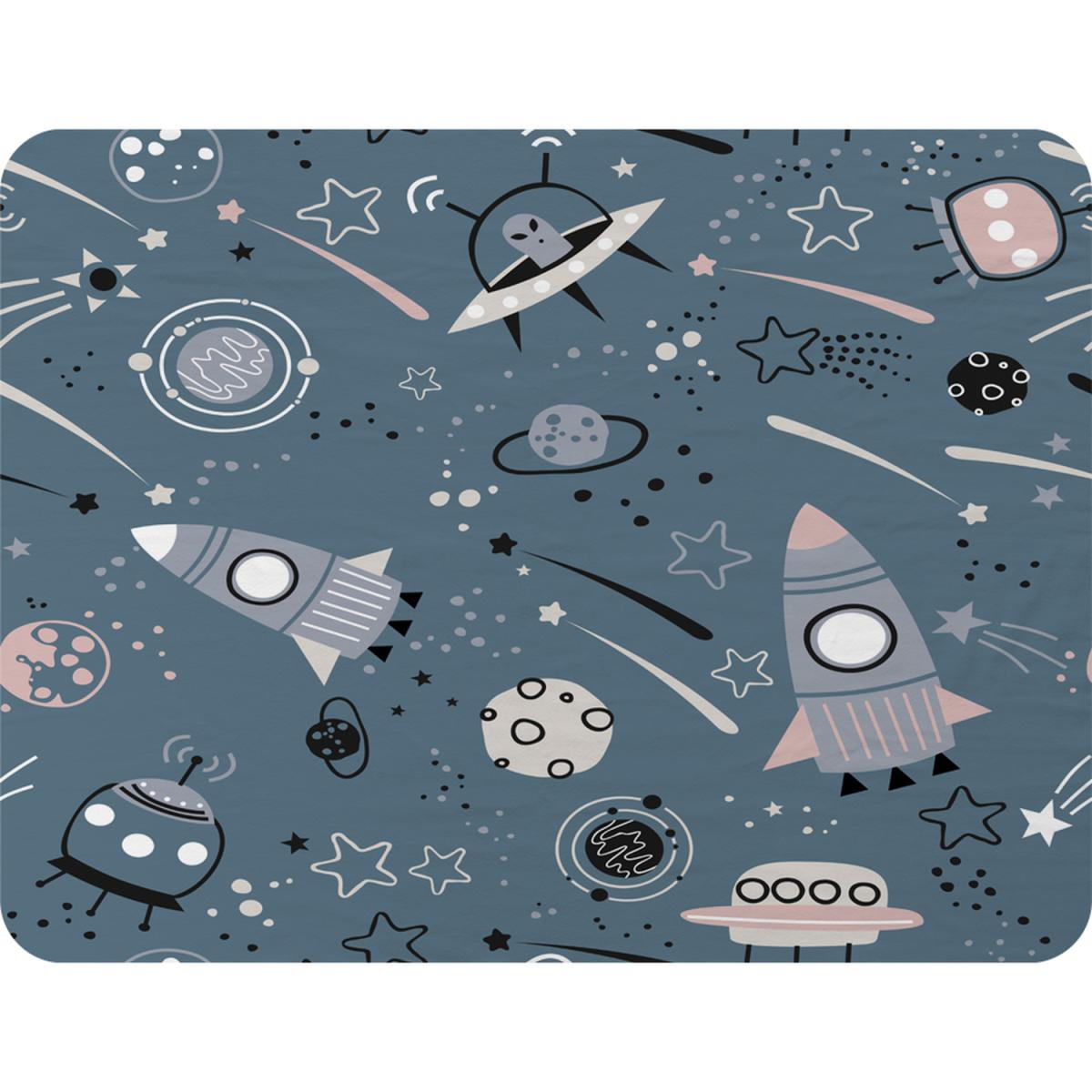 Spaceships And Planets With Stars Blanket - Blue – image 2