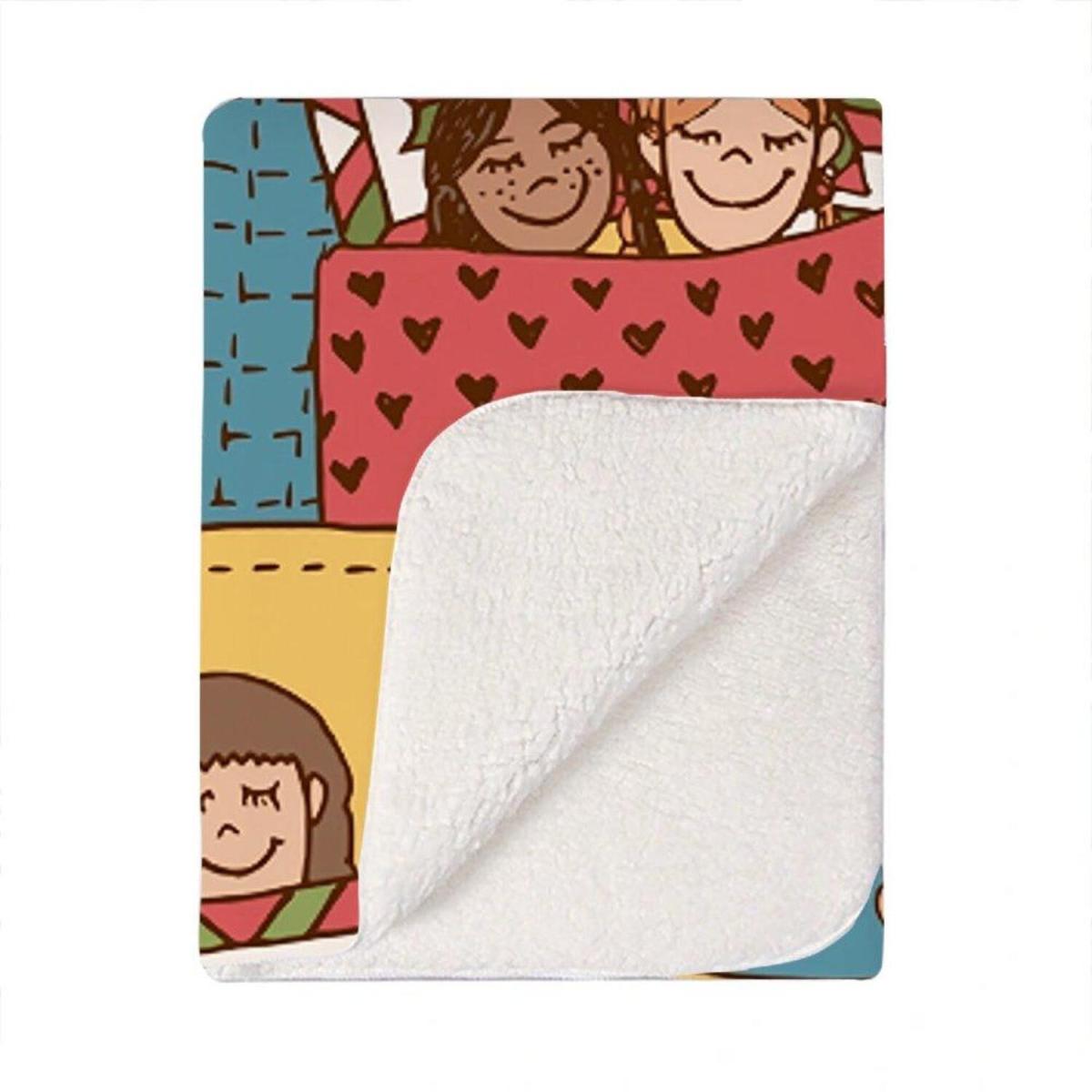 Hand Drawn Sleeping Doodle Faces Blanket - Red – image 2