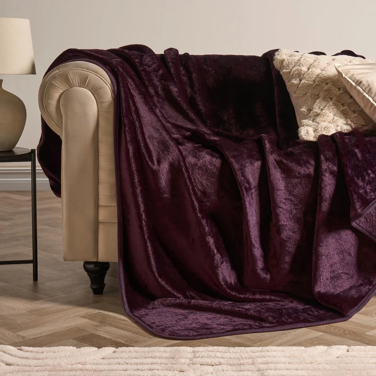 OHS Faux Fur Mink Throw - Burgundy – image 2