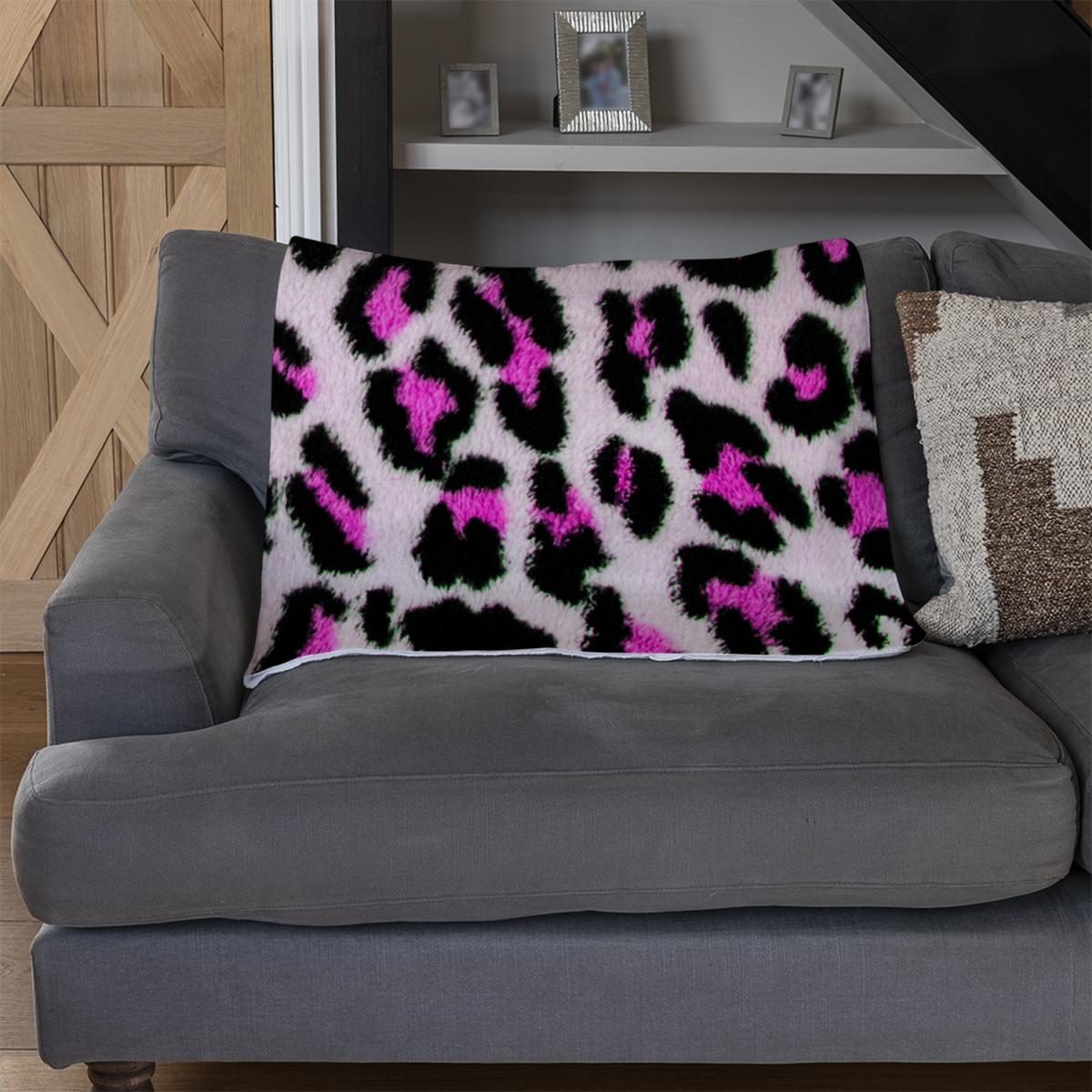 Pink Fluffy Leopard Blanket - Pink – image 3