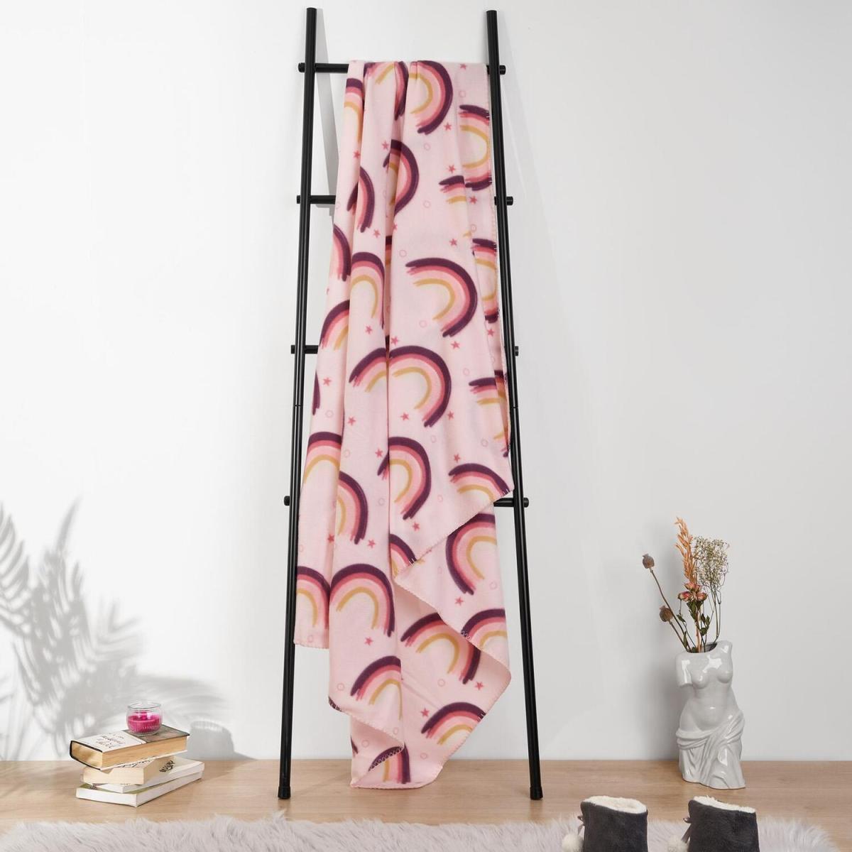 Dreamscene Rainbow Star Fleece Throw Soft Warm Blanket, 120 x 150cm - Blush - Pink – image 1