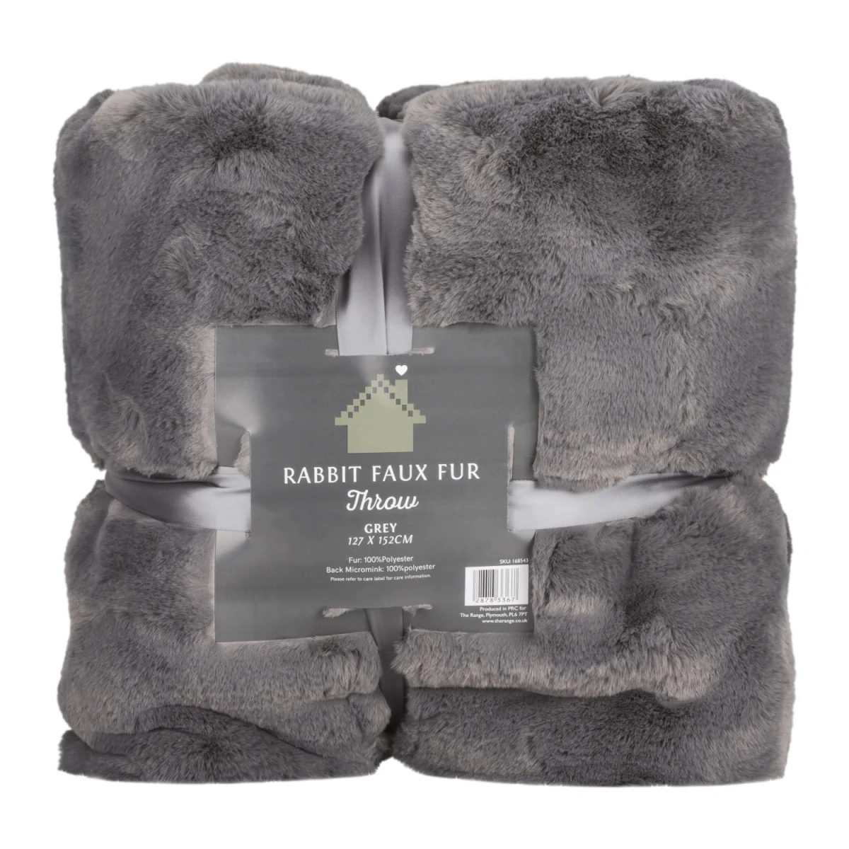 Rabbit Faux Fur Throw - Grey / Large – image 2