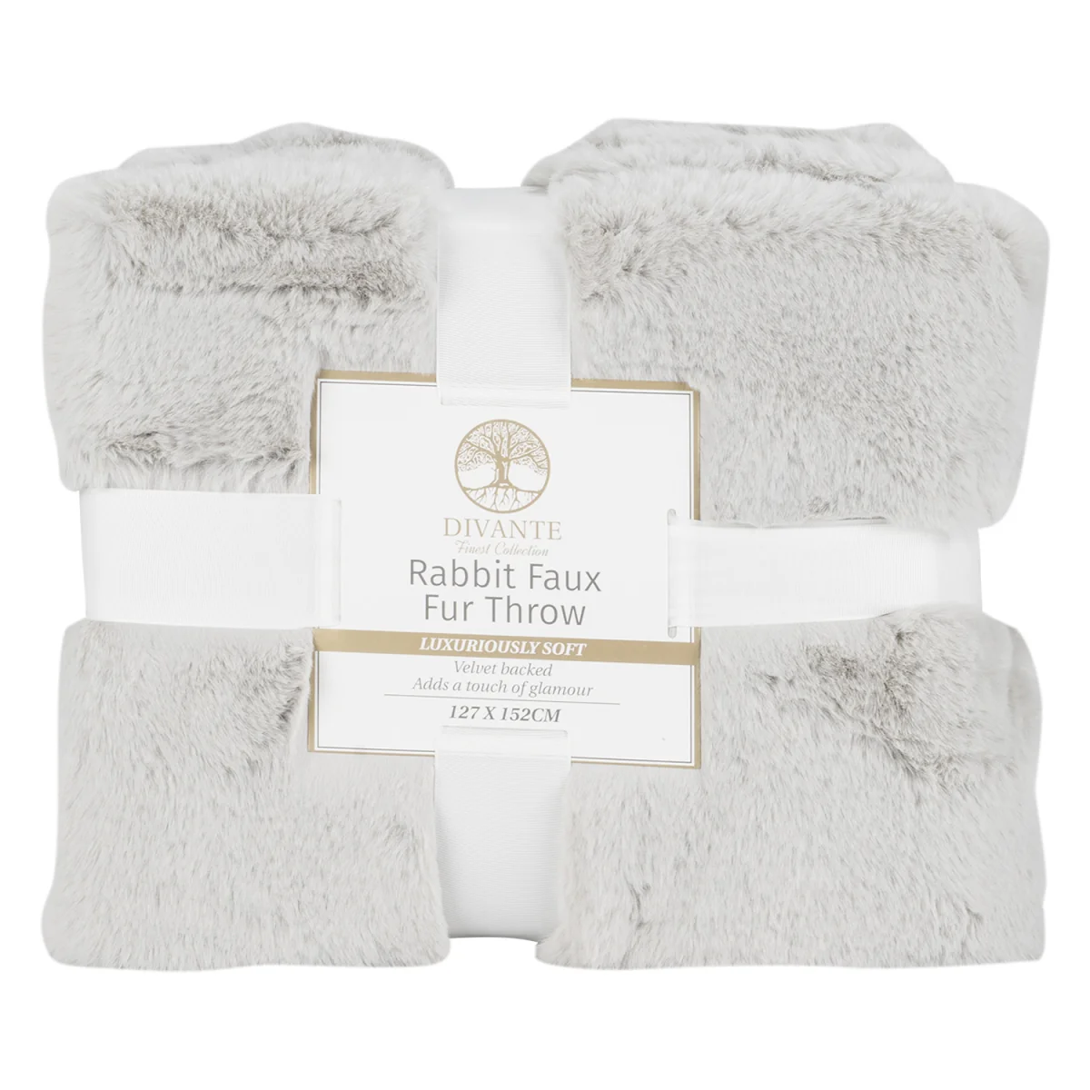 Rabbit Faux Fur Throw - Grey / Large – image 3