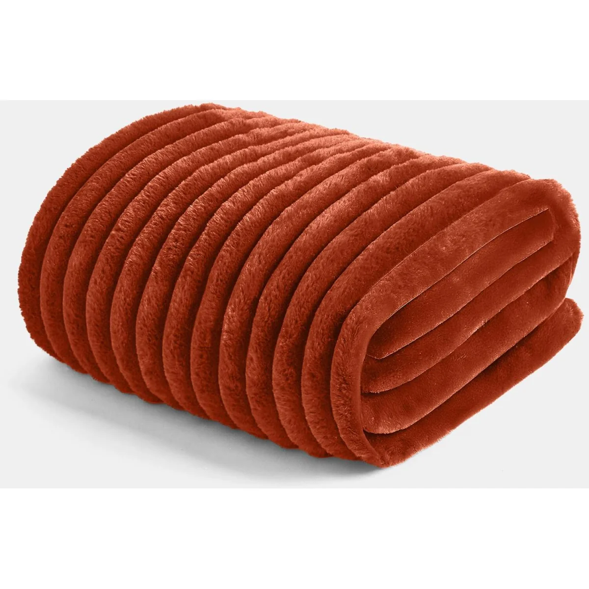 OHS Faux Fur Thick Ribbed Throw - Rust / 0.95kg / 125cm – image 4