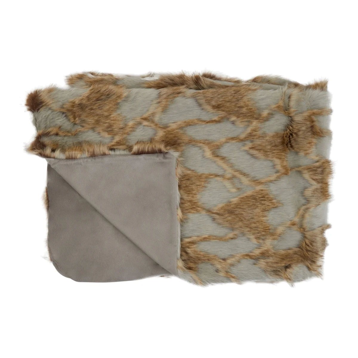 Bosie Lamina Grey And Natural Fur Throw - Natural – image 1