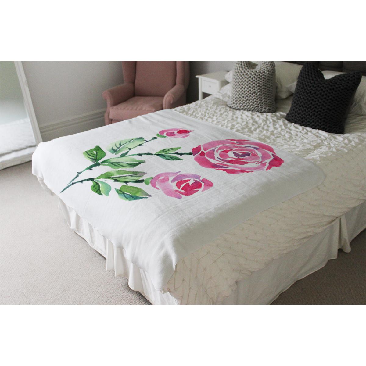 Rose Print Blanket - Pink – image 3